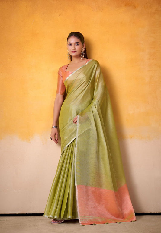Matrut | Anvika Green-Peach Saree