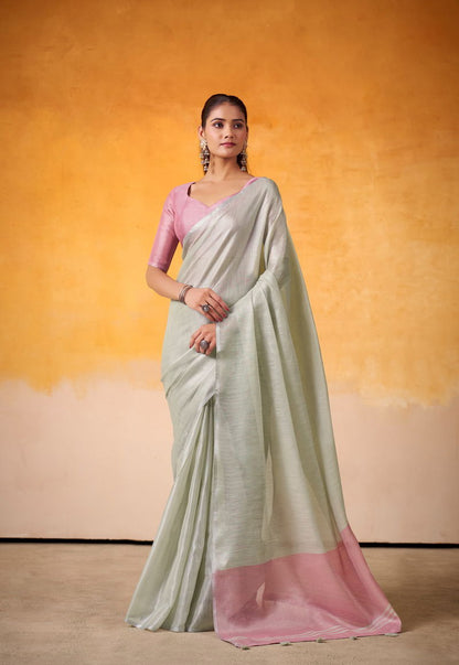 Matrut | Anvika Silver-Pink Saree
