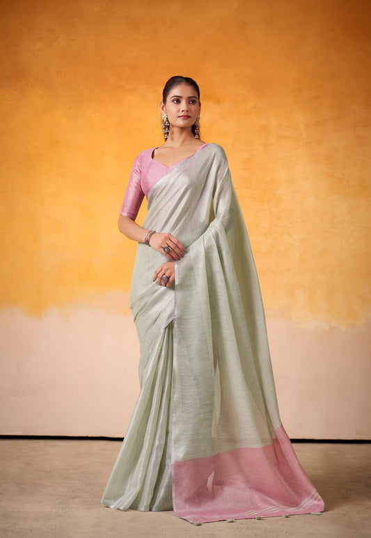 Matrut | Anvika Silver-Pink Saree