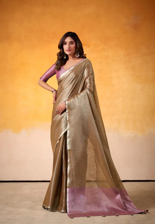 Matrut | Anvika Golden-Purple Saree