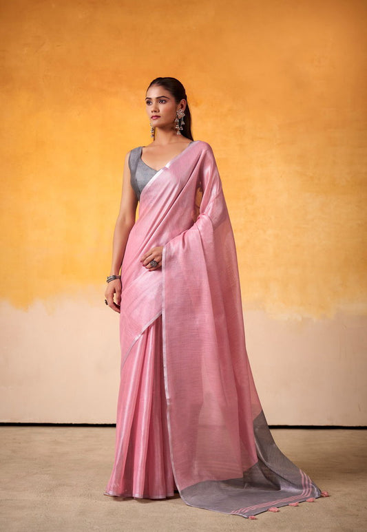 Matrut | Anvika Pink-Grey Saree