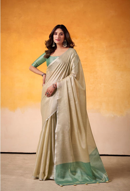 Matrut | Anvika Beige-Green Saree