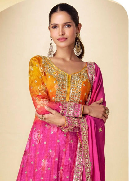 Matrut  | Kanika Yellow-Pink Palazzo Suit