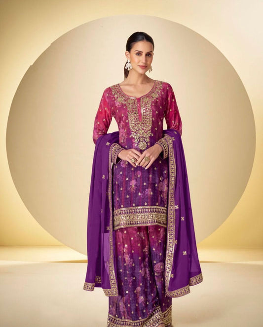 Matrut  | Kanika Purple-Pink Palazzo Suit