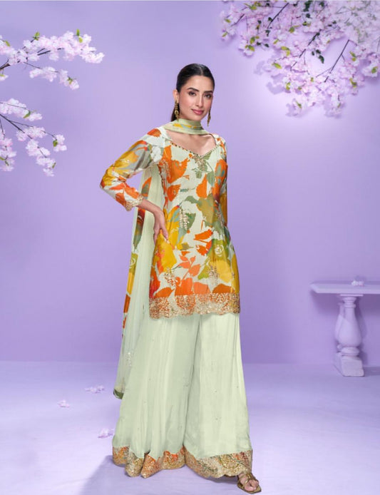 Matrut  | Vaani White Multicolor Sharara Suit