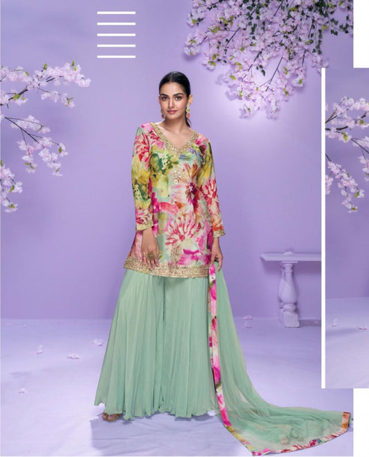 Matrut  | Vaani Sea Green Sharara Suit
