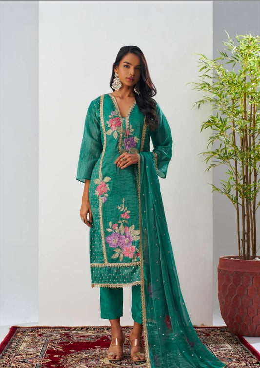 Matrut  | Ehsaas Firozi Straight Suit