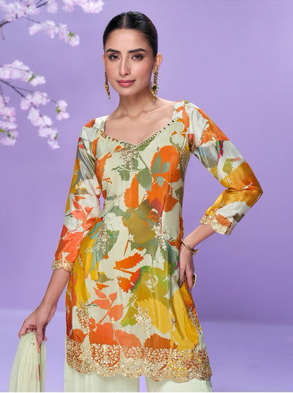 Matrut  | Vaani White Multicolor Sharara Suit