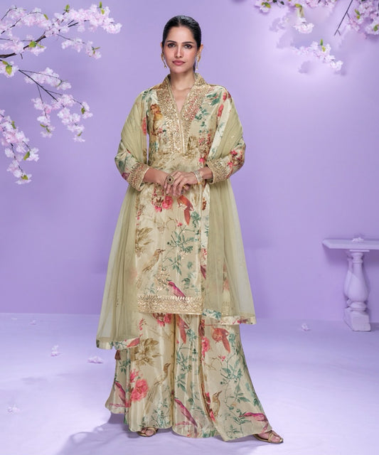 Matrut  | Vaani Beige Sharara Suit