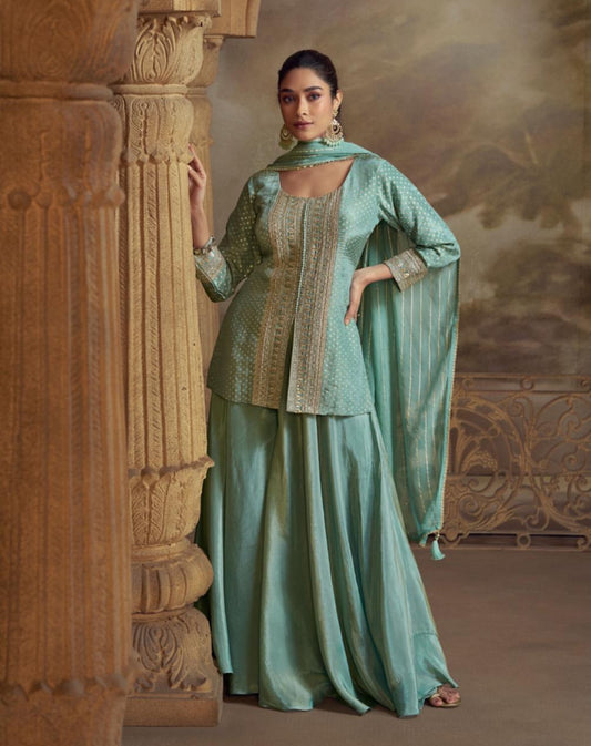 Matrut | Zeenat Sea Green Trio Set