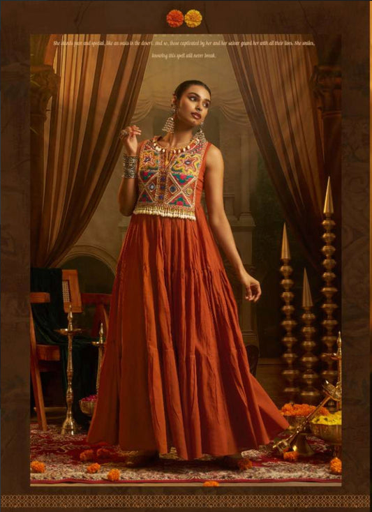 Sutra D01 Orange Indo-western