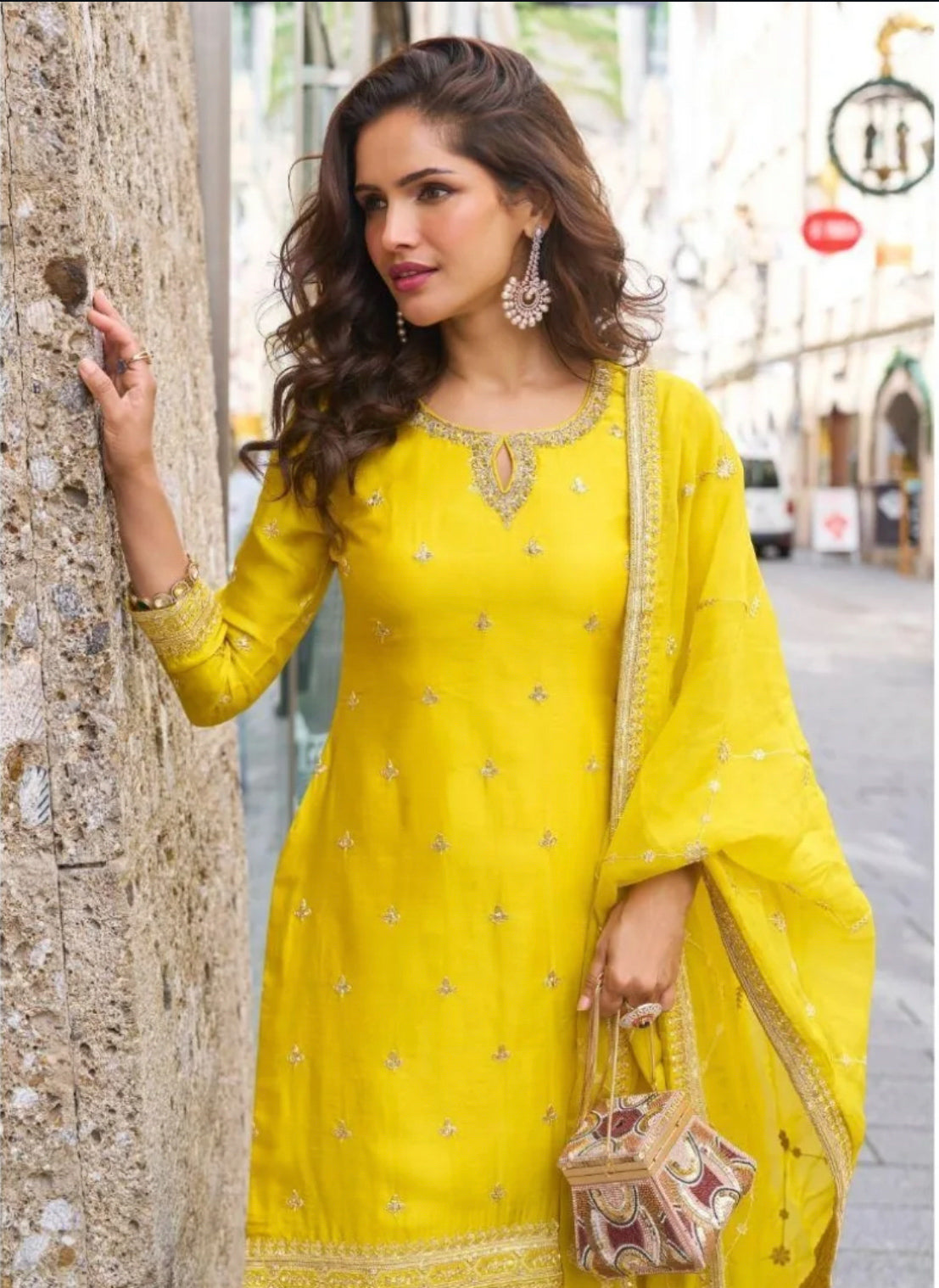 Matrut  | Rashmika Yellow Sharara Suit