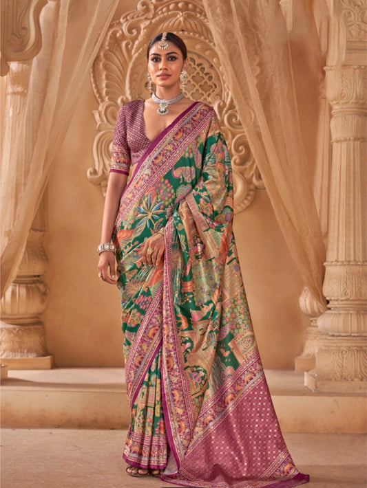 Saanj Green PV Silk Saree