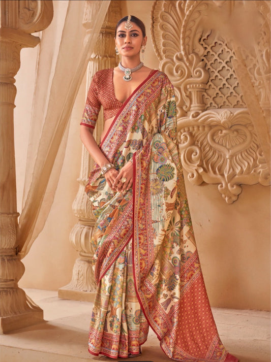 Saanj Ivory PV Silk Saree