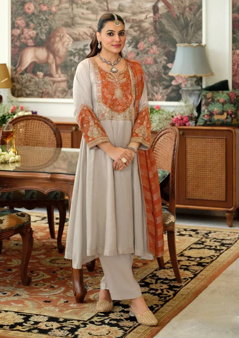 Shubhi Orange A-line Suit