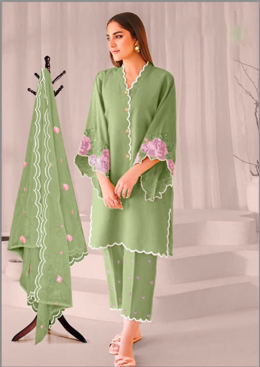 Matrut | Orchid Parrot Green Straight Suit