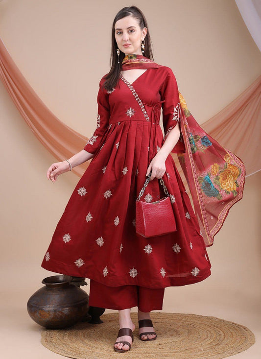 Matrut  | Prnali Cherry Red Anarkali Suit