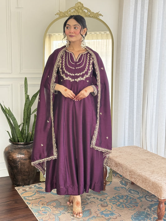 Matrut  | Magica Purple Anarkali Suit