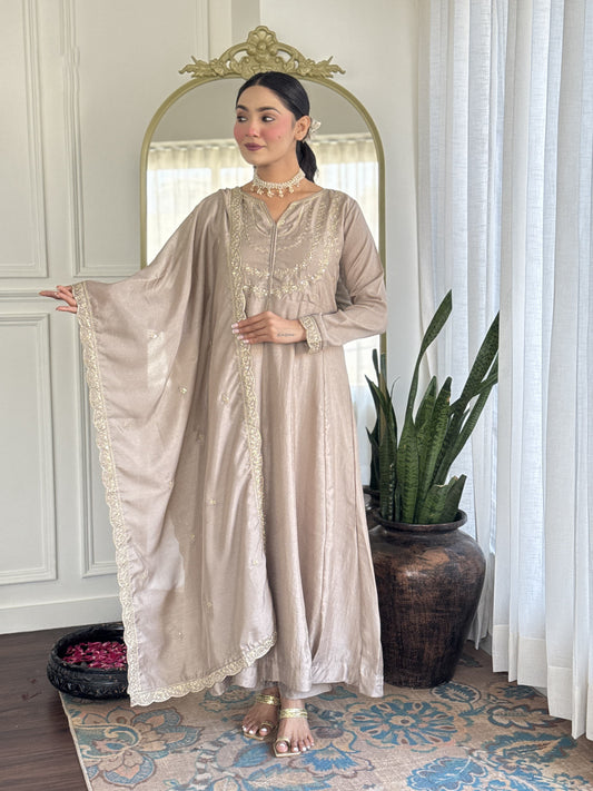 Matrut  | Magica Taupe Anarkali Suit