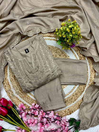 Matrut  | Magica Taupe Anarkali Suit