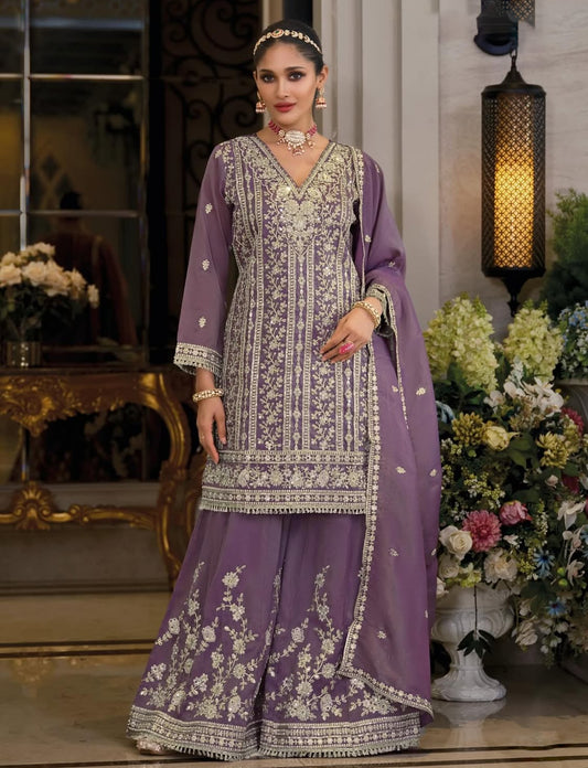 Matrut | Nayaab Purple Sharara Suit