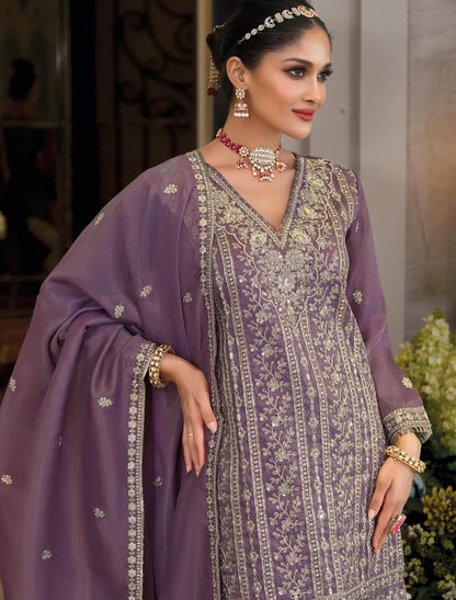 Matrut | Nayaab Purple Sharara Suit