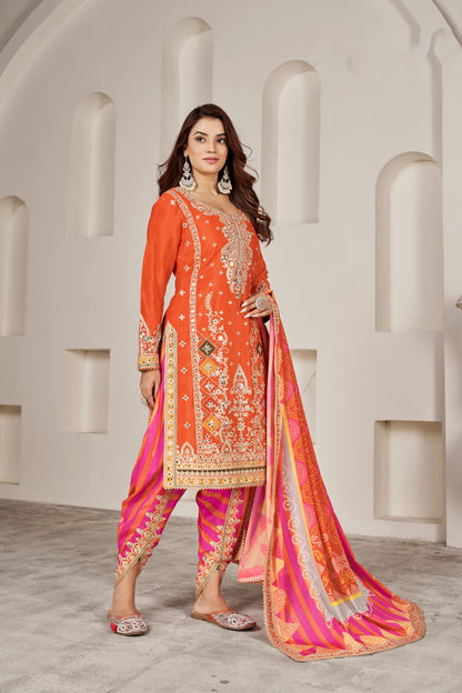 Matrut | Phoolzari Orange Dhoti Suit