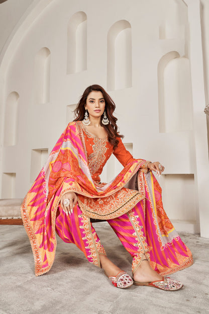 Matrut | Phoolzari Orange Dhoti Suit