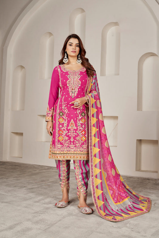 Matrut | Phoolzari Pink Dhoti Suit