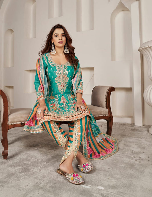 Matrut | Phoolzari Firozi Dhoti Suit
