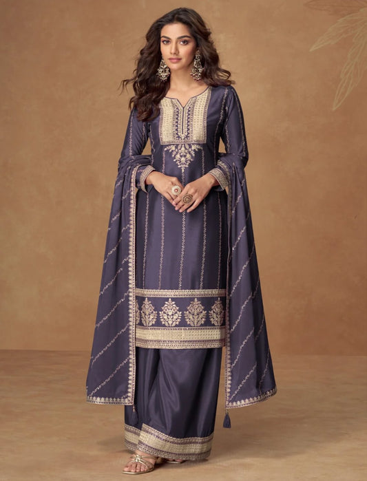 Matrut  | Kaveri Purple Palazzo Suit