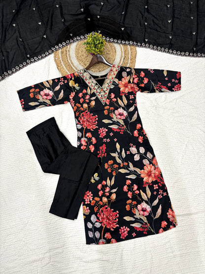 Matrut | Flora Bliss Black Straight Suit