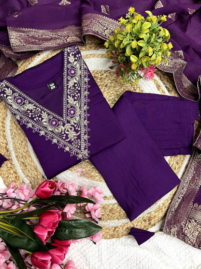 Matrut | Anvaya Purple Straight Suit