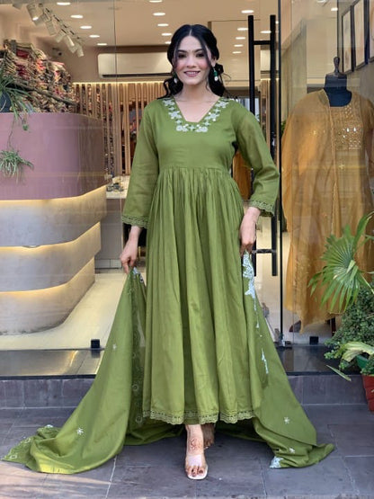 Matrut  | Lakira Pista Green Anarkali Suit