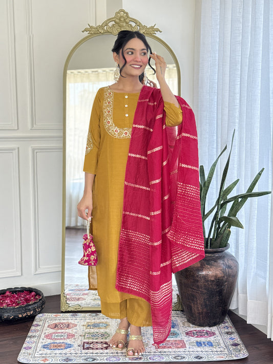 Matrut  | Vishuddha Mustard Straight Suit