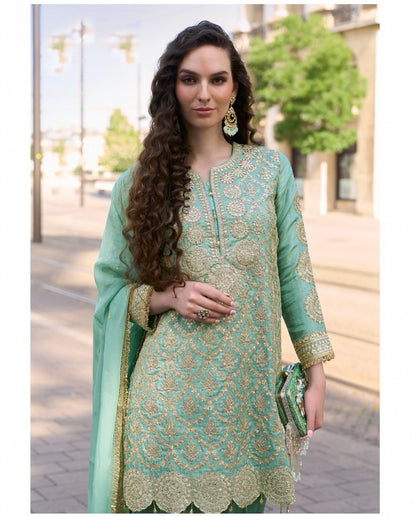 Matrut  | Mumtaz Mint Green Palazzo Suit