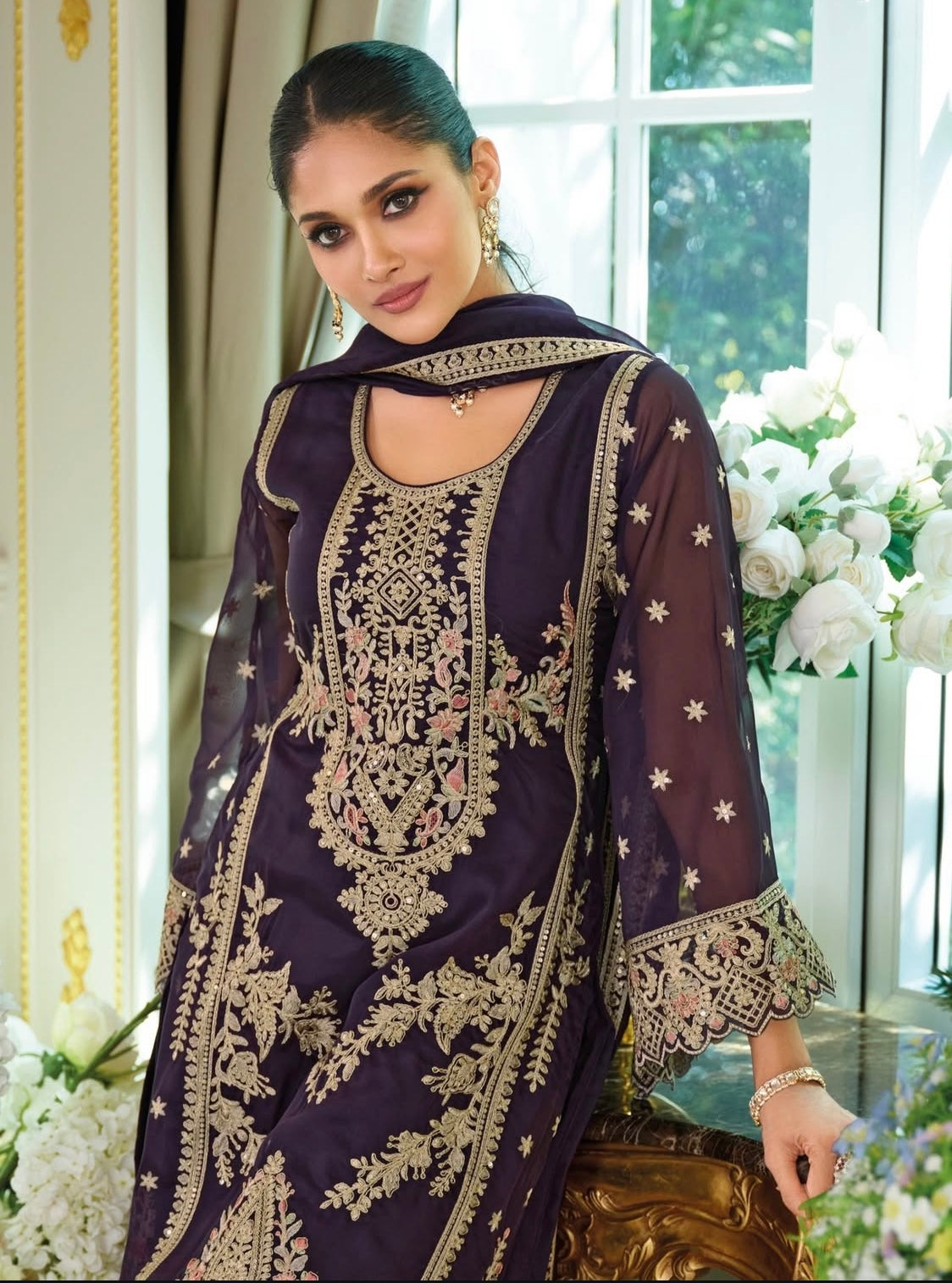 Matrut  | Dastur Dark Purple Straight Suit