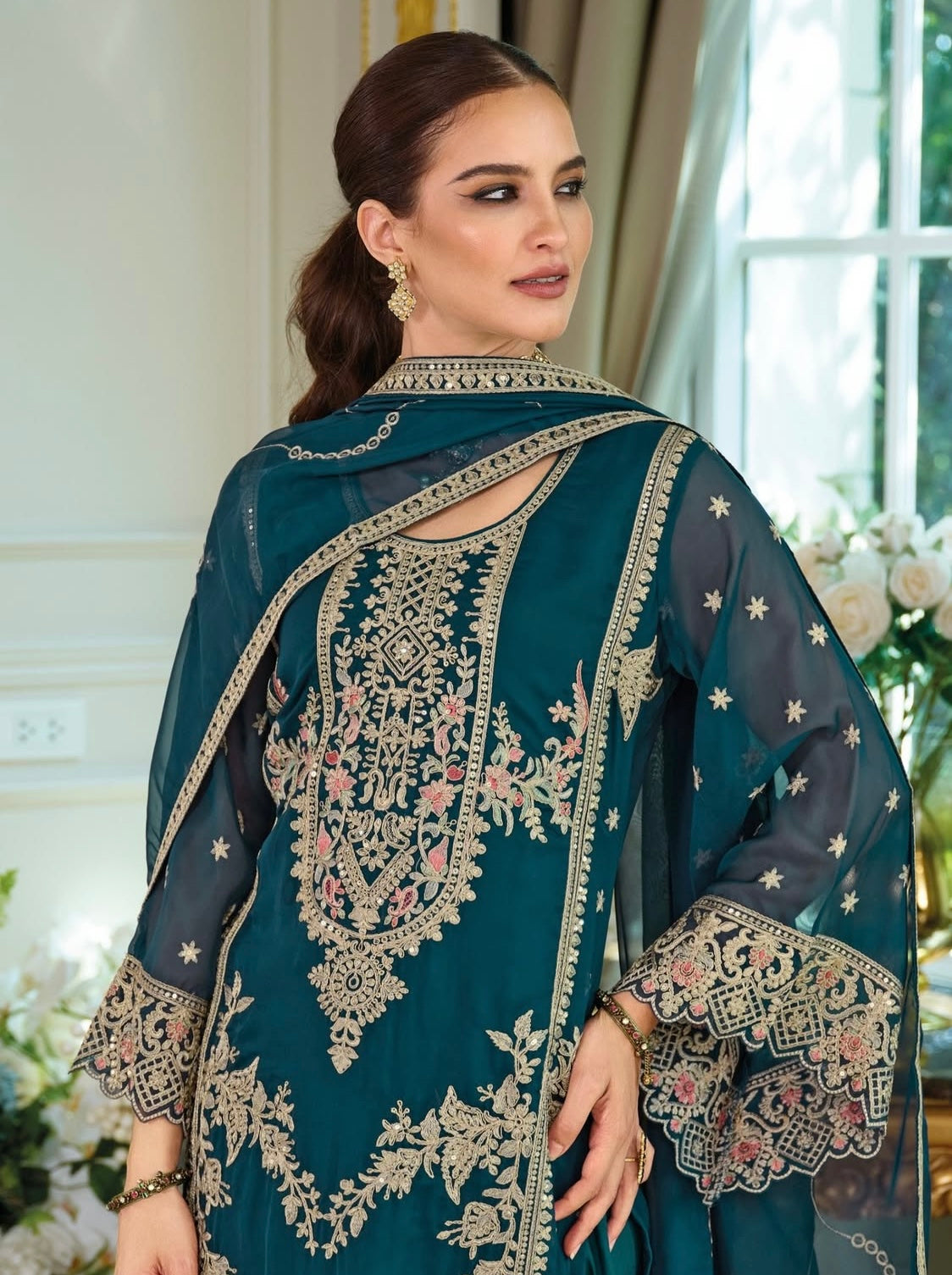 Matrut  | Dastur Teal Blue Straight Suit