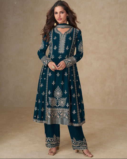 Matrut  | Muskan Blue A-line Suit