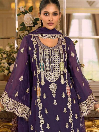Matrut  | Praniti Dark Purple Straight Suit
