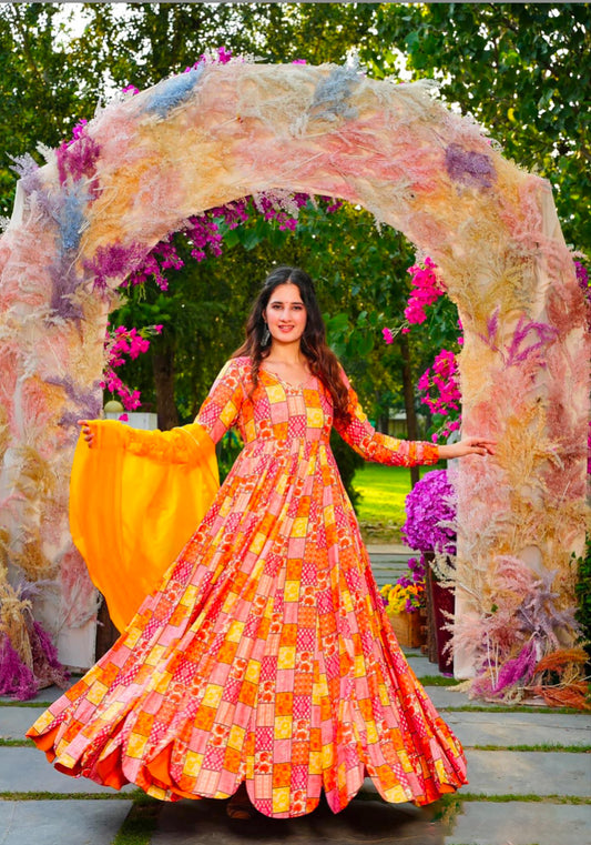 Matrut | Roshni Yellow Multicolor Gown
