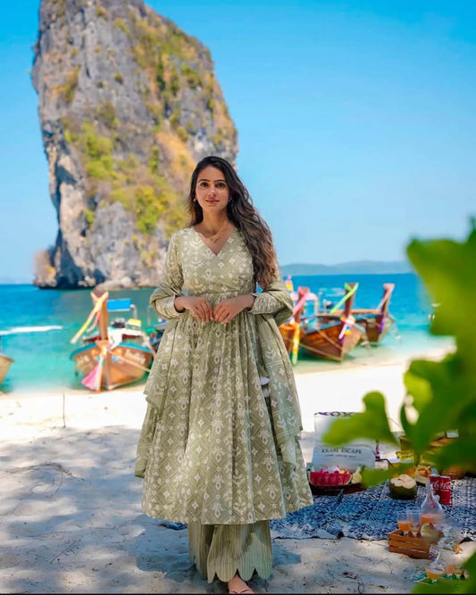 Matrut | Prakrati Pista Green Anarkali Suit