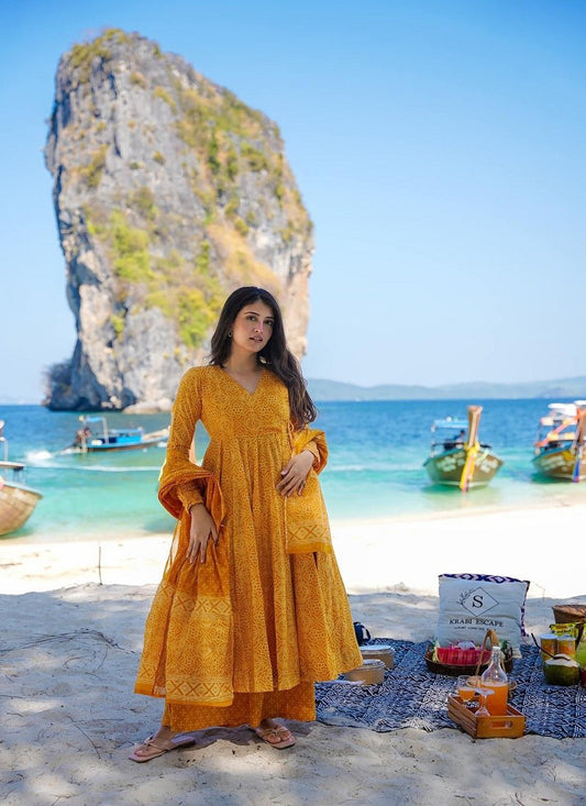Matrut | Prakrati Yellow Anarkali Suit