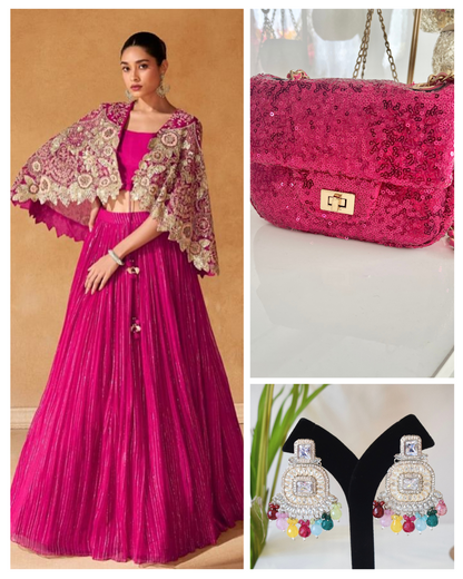 On rent - Matrut  |  Opulent Harmony Rani Pink Trio Set