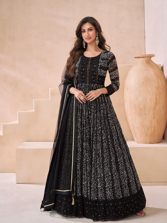 Midnight Black Anarkali Suit