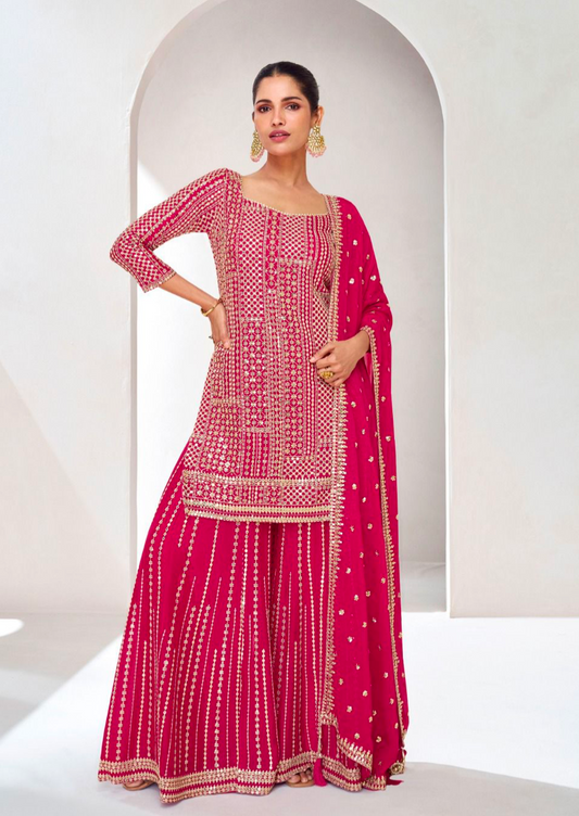 Matrut  | Gleaming Bliss Pink Sharara Suit