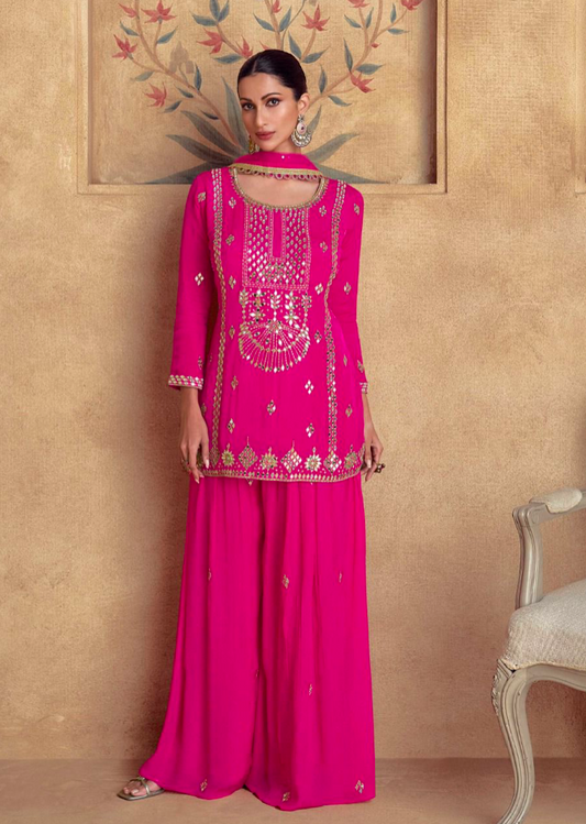 Matrut  | Blanc Aura Pink Sharara Suit