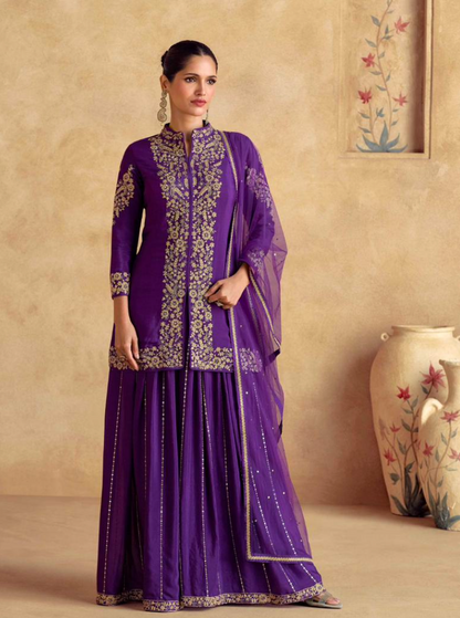 Matrut Blanc Aura Purple Sharara Suit