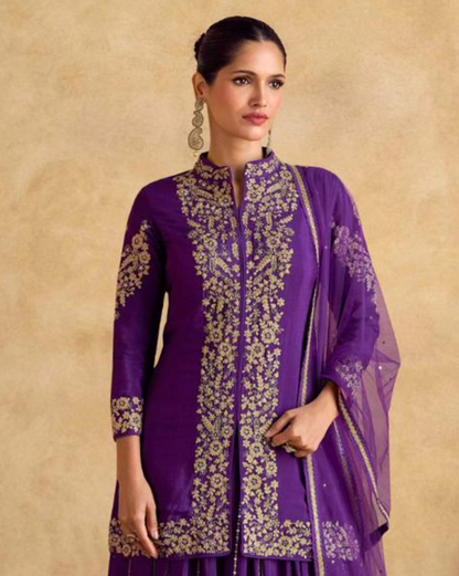 Matrut Blanc Aura Purple Sharara Suit