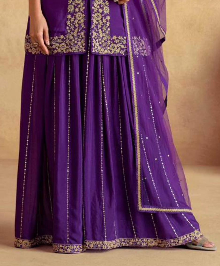 Matrut Blanc Aura Purple Sharara Suit